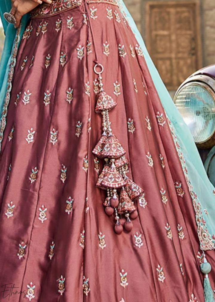 Orchid Plum Radiant Blossom Poly Georgette Lehenga