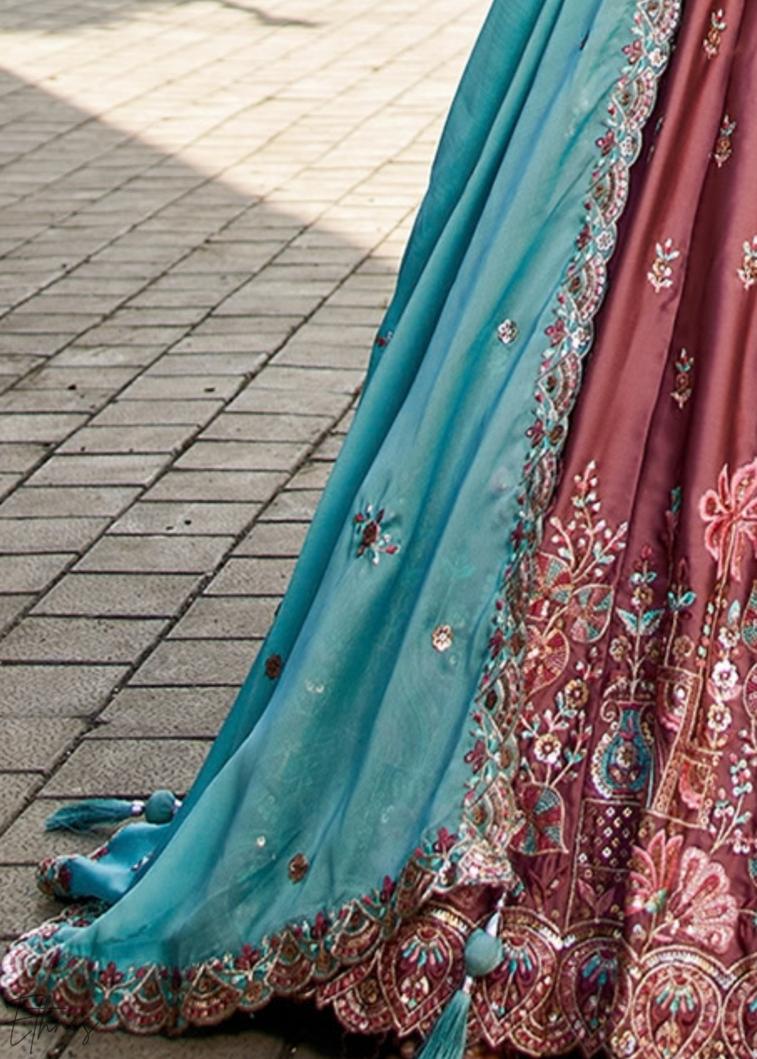 Orchid Plum Radiant Blossom Poly Georgette Lehenga