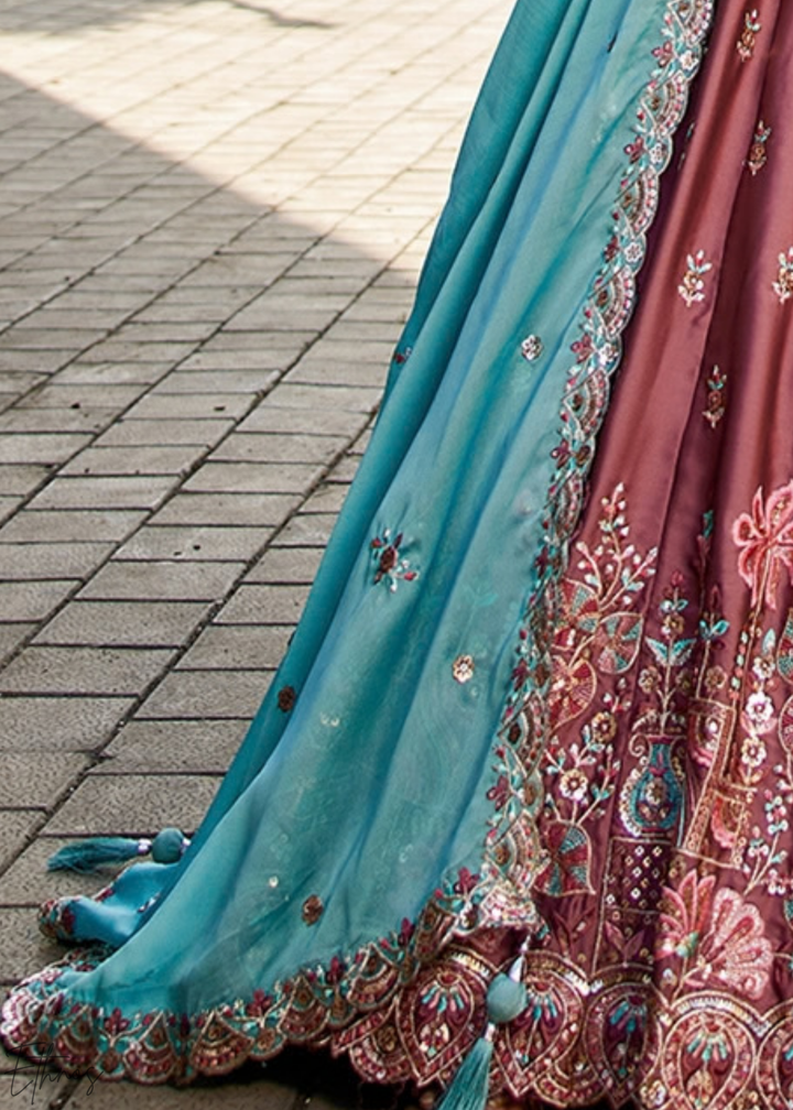 Orchid Plum Radiant Blossom Poly Georgette Lehenga