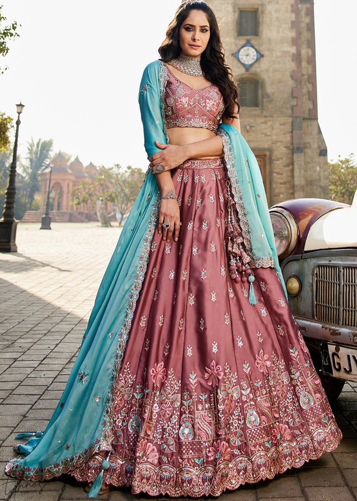 Orchid Plum Radiant Blossom Poly Georgette Lehenga