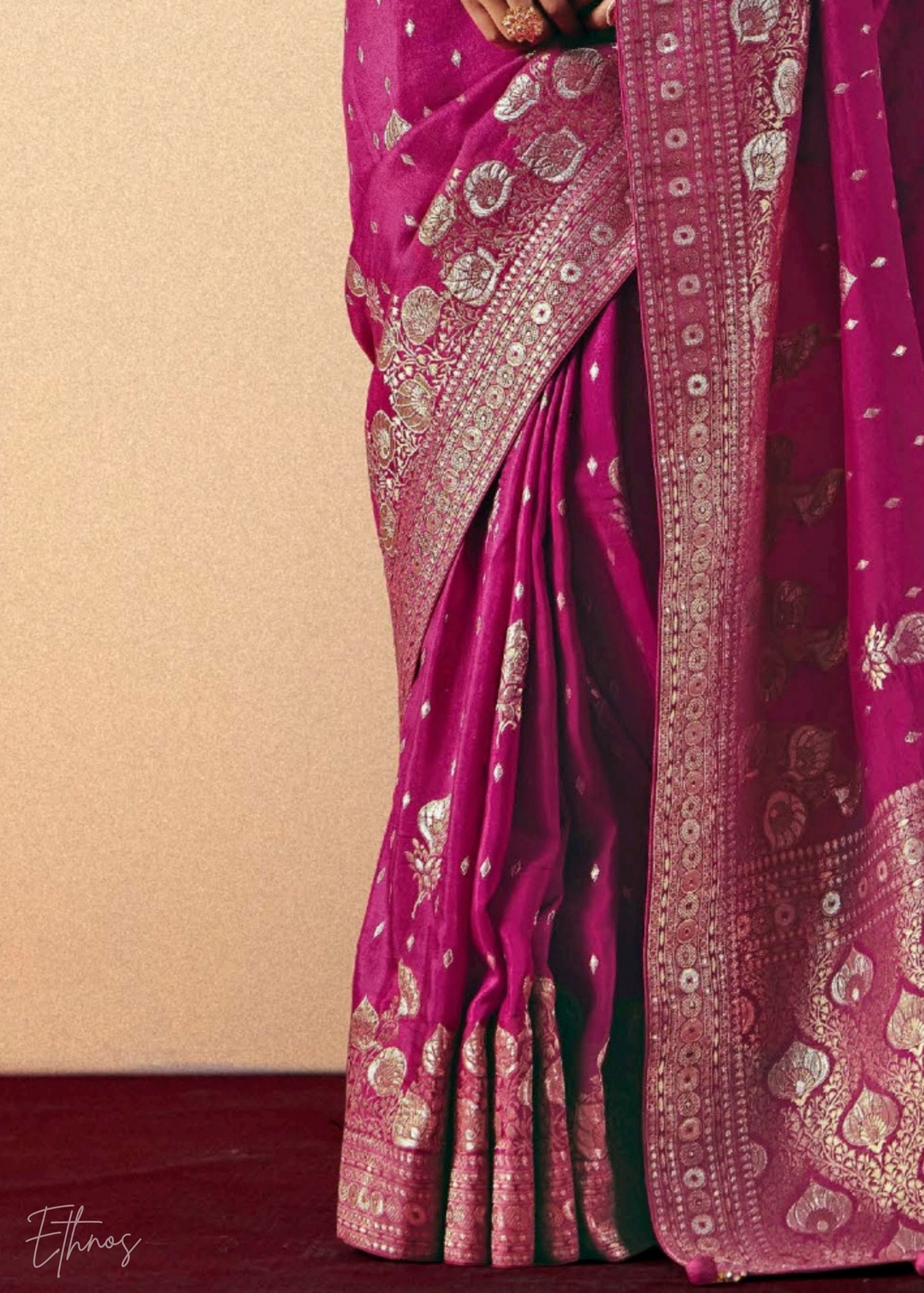 Orchid Pink Zari Dola Silk Saree