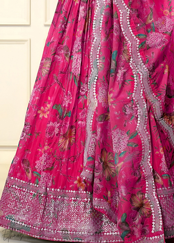 Pansy Botanical Bloom Organza Lehenga