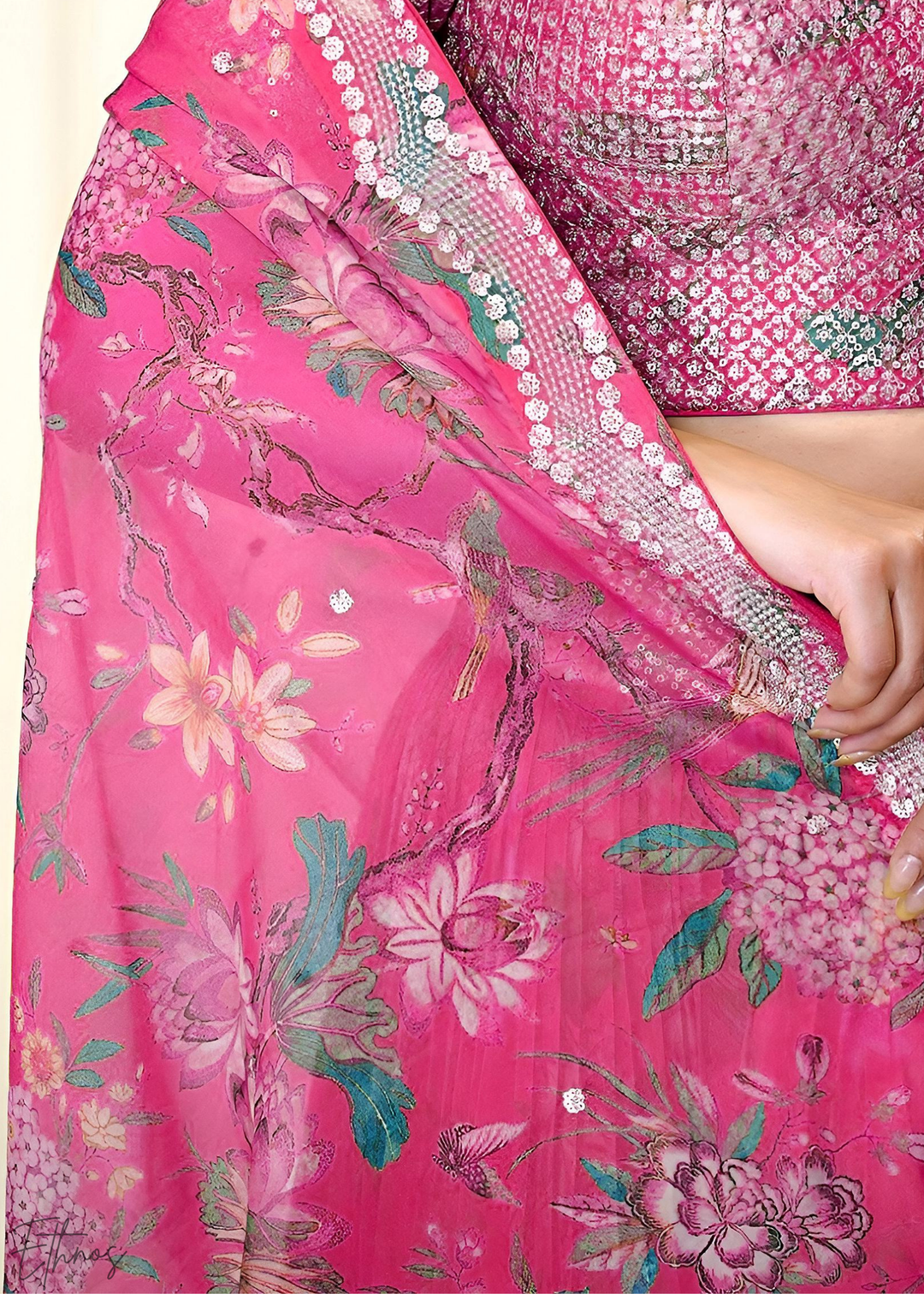 Pansy Botanical Bloom Organza Lehenga