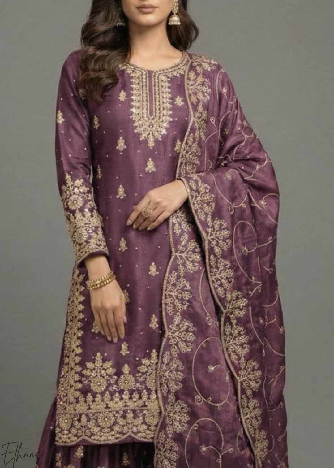 Pansy Silk Embroidered Silk Palazzo Suit