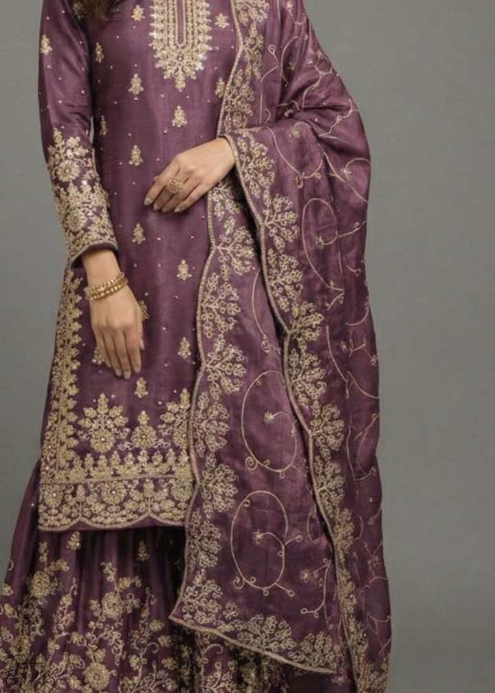 Pansy Silk Embroidered Silk Palazzo Suit