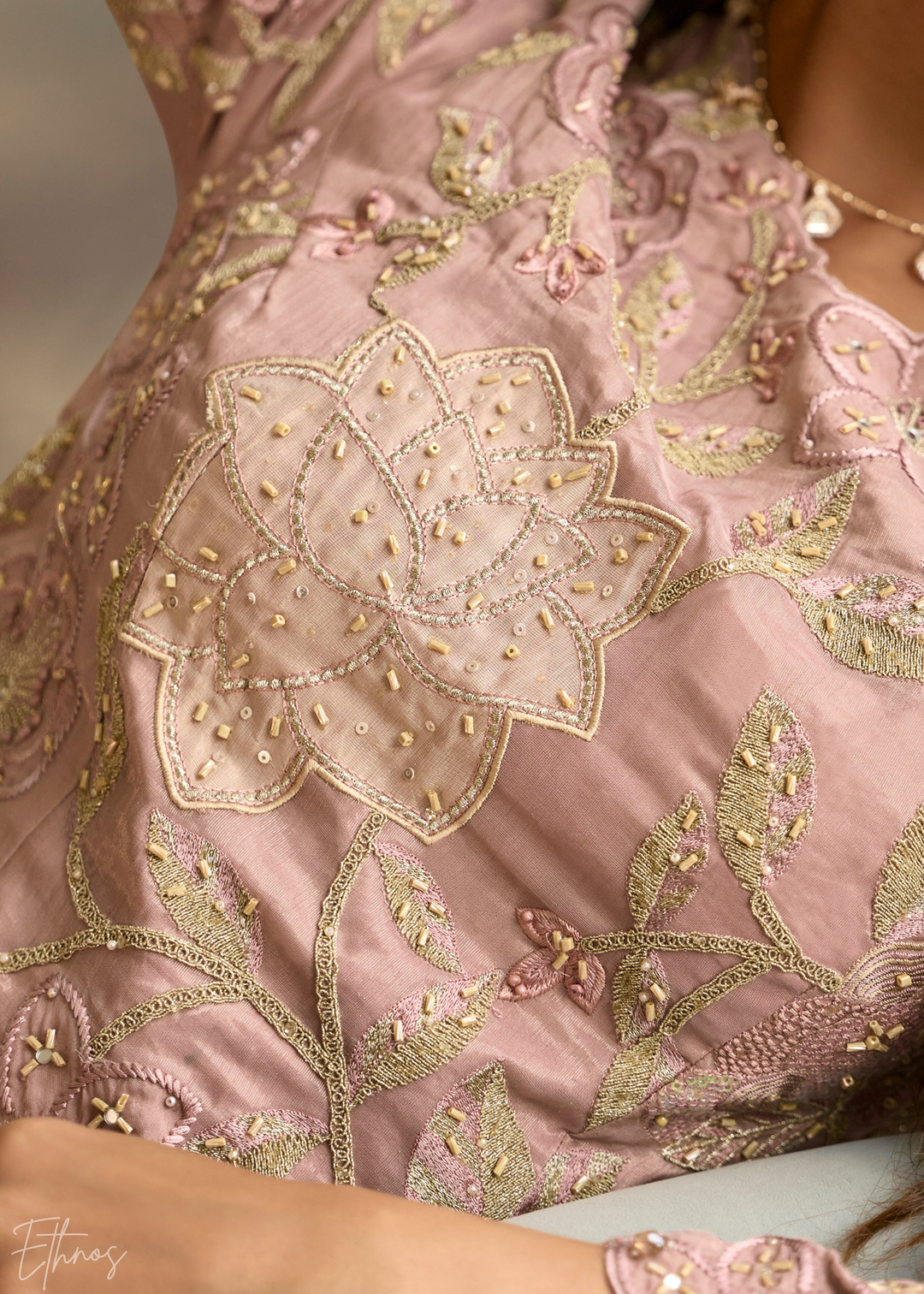 Pastel Pink Garden Simar Silk Palazzo Suit