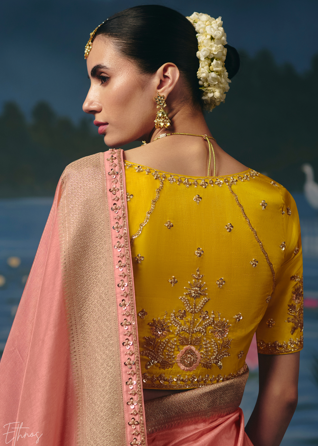 Peach Traditional Zari Woven Border Dola Silk Saree