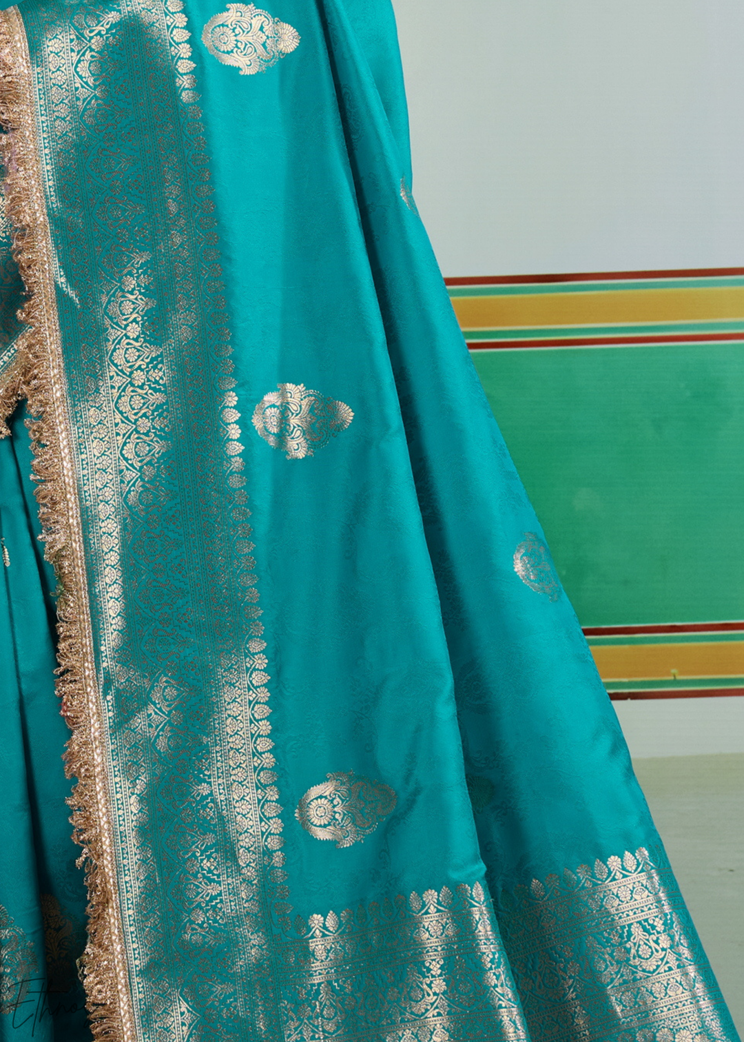 Peacock Teal Aurelian Border Silk Saree