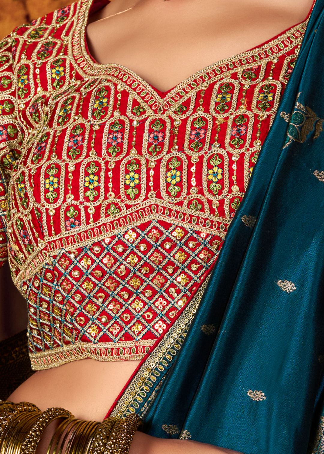 Peacock Blue Pure Art Silk Saree