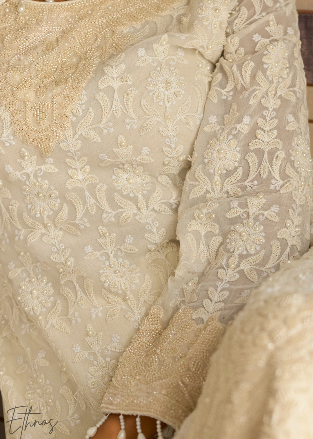 Pearl White Georgette Palazzo Salwar Suit