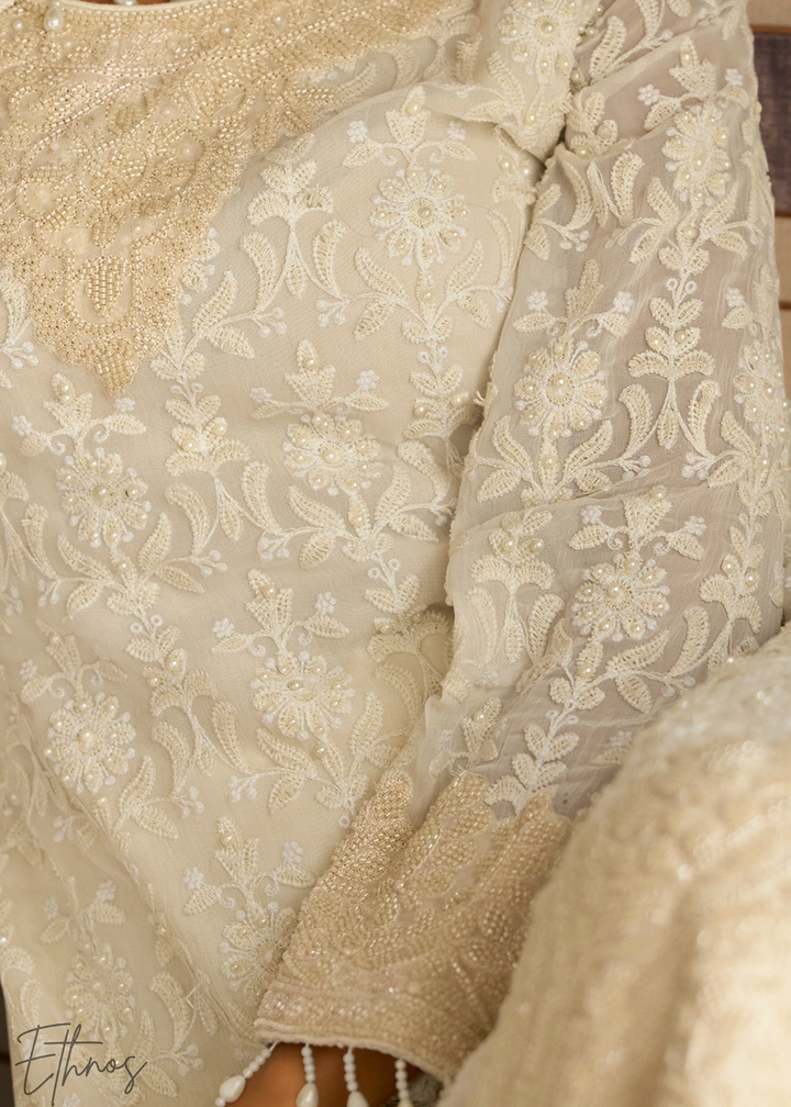 Pearl White Georgette Palazzo Salwar Suit