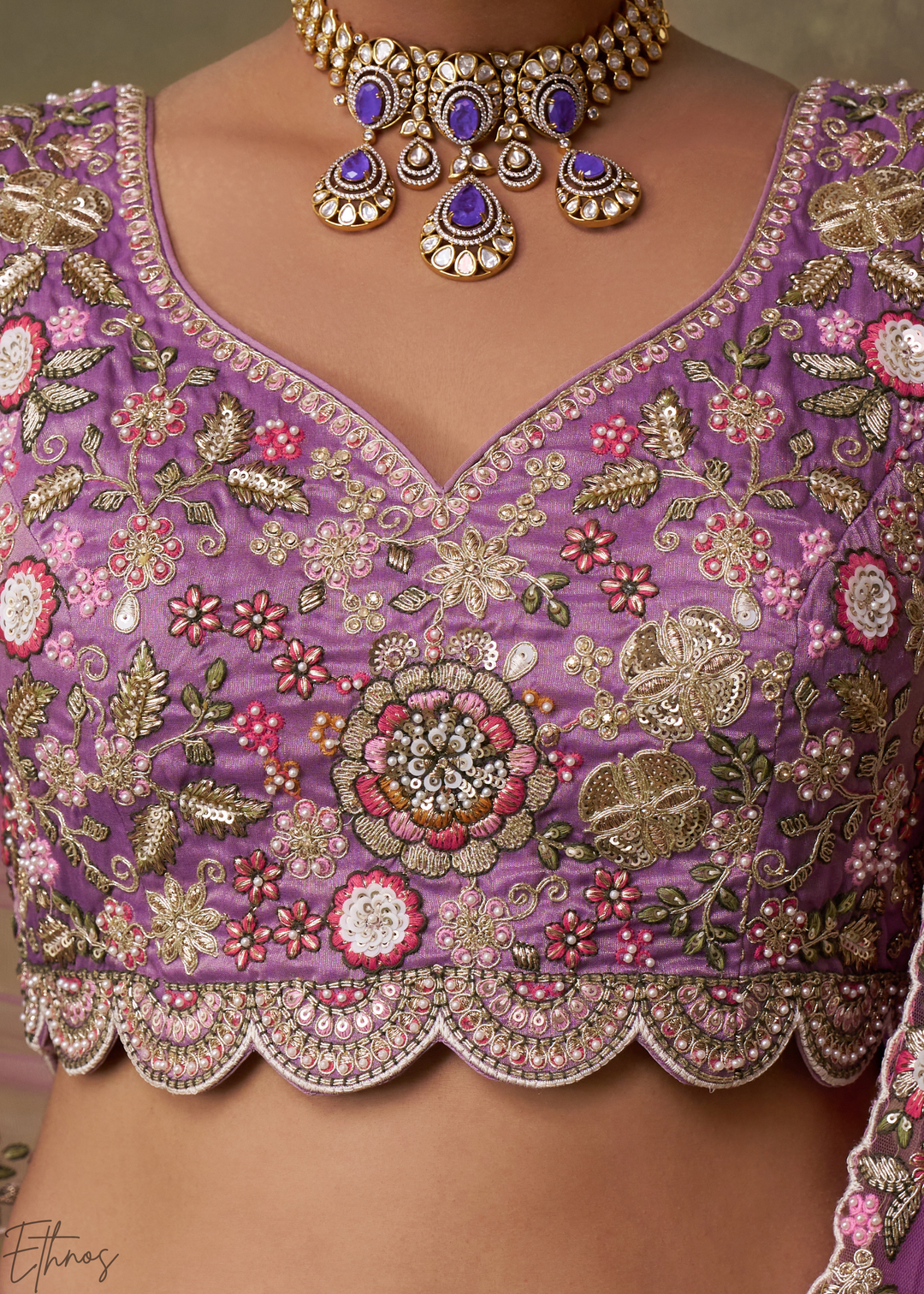 Pansy Purple Tissue Silk Lehenga