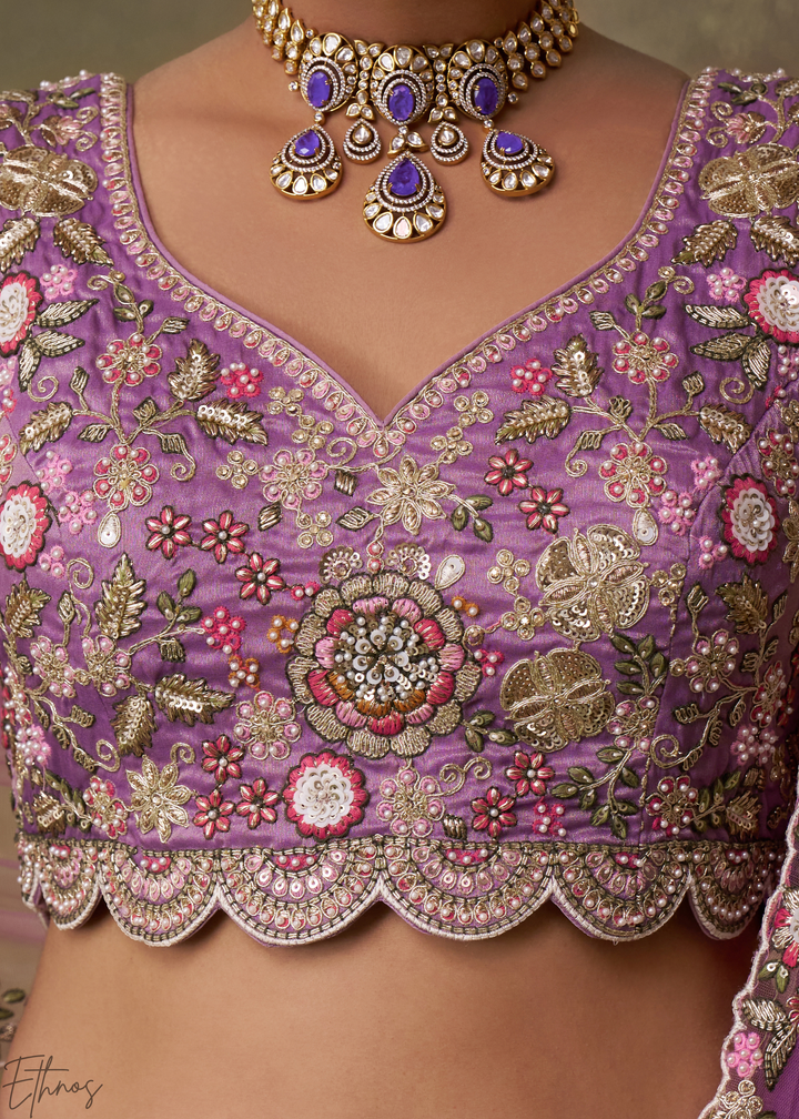 Pansy Purple Tissue Silk Lehenga
