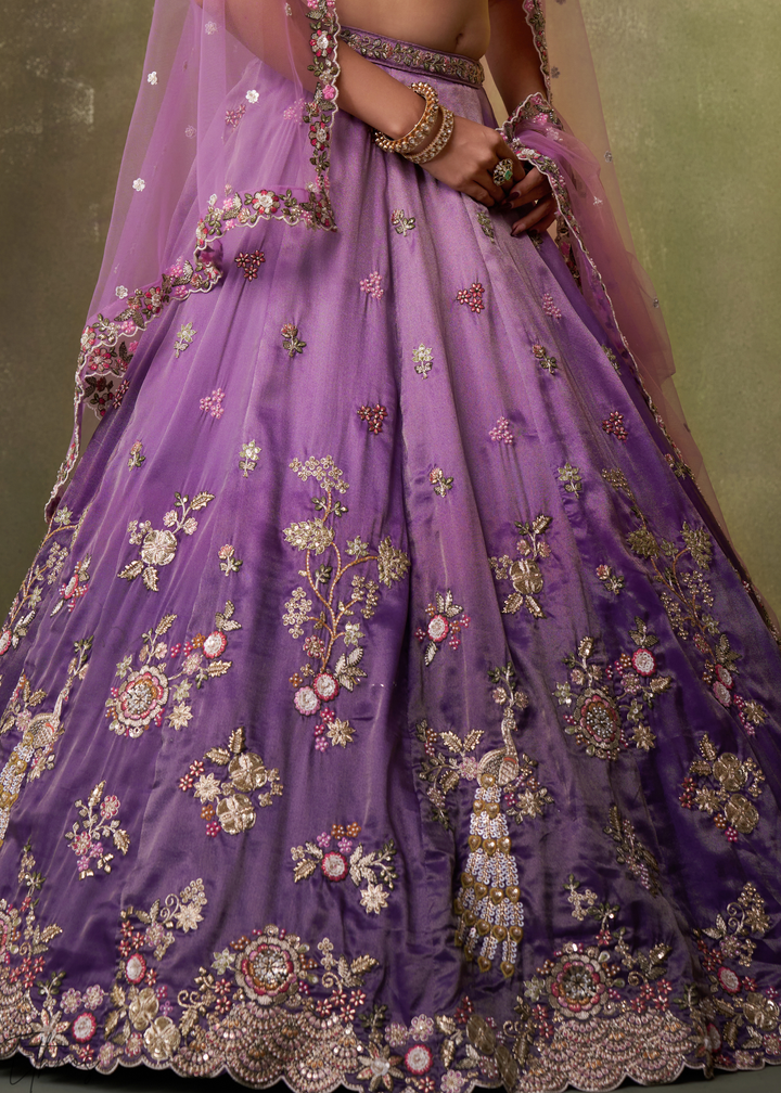 Pansy Purple Tissue Silk Lehenga