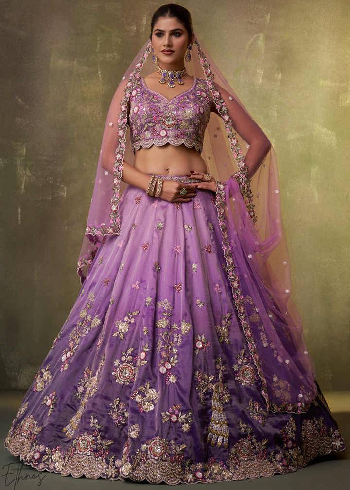 Pansy Purple Tissue Silk Lehenga