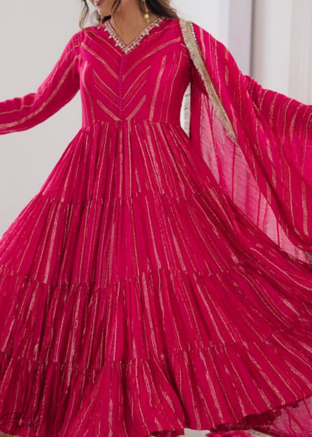 Pink Chanderi Silk Kalidaar Suit