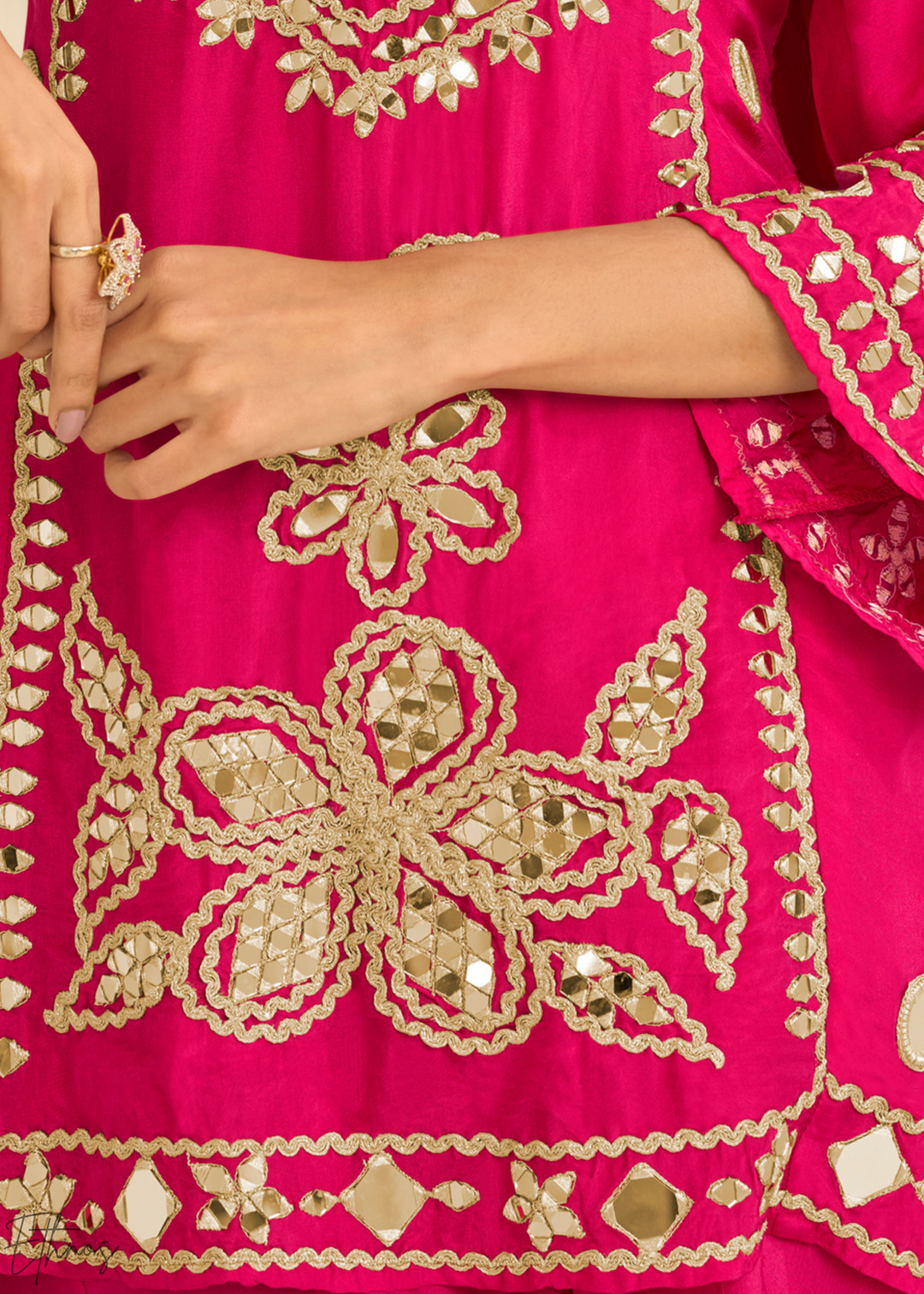 Fuchsia Pink Mirror Chinon Palazzo Suit