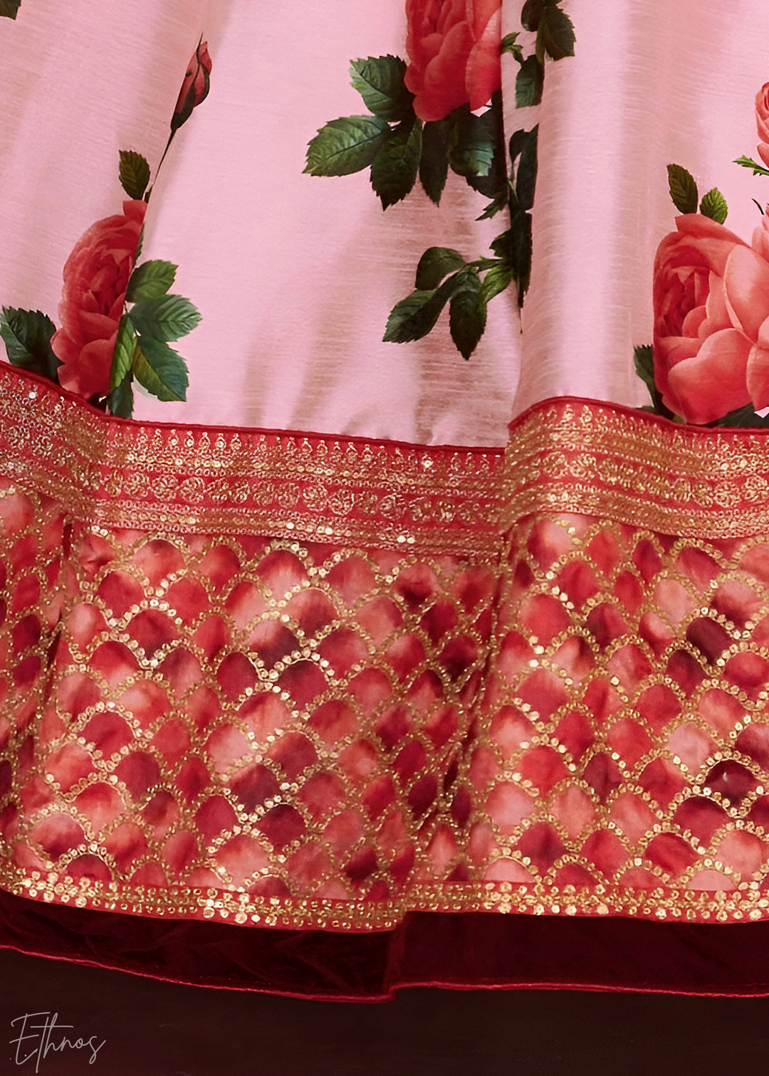 Rose Pink Zari Rose Silk Lehenga