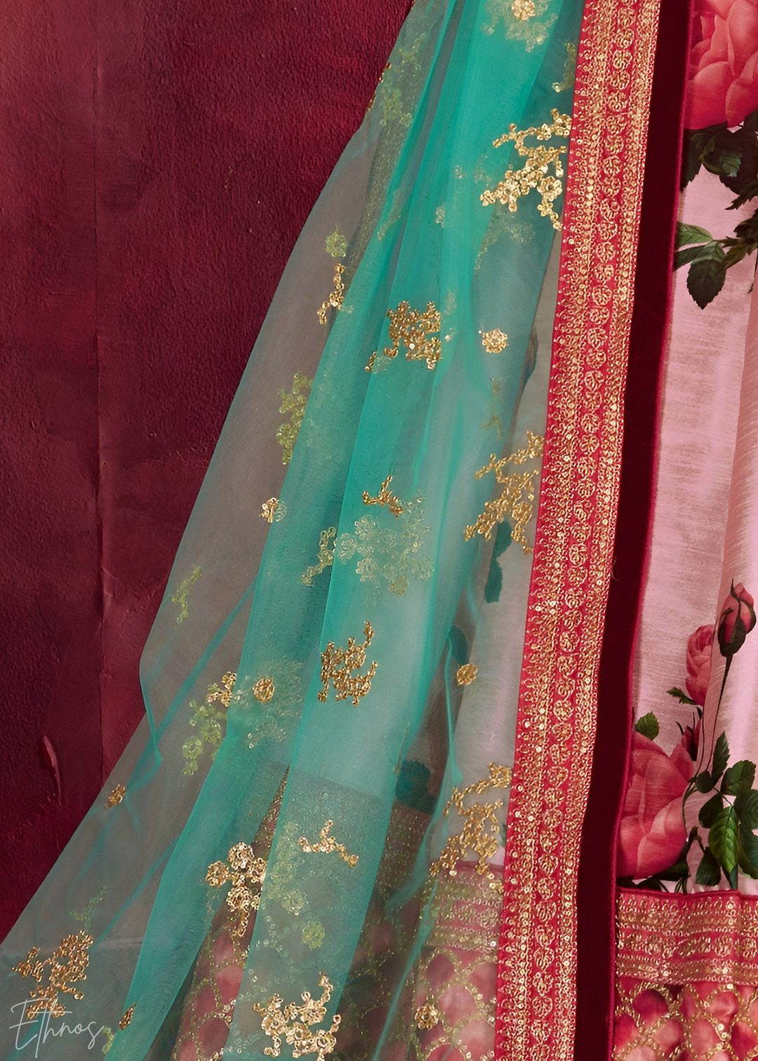 Rose Pink Zari Rose Silk Lehenga