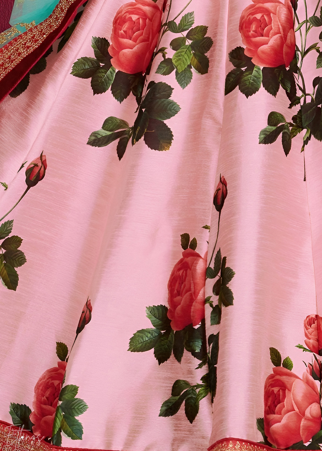 Rose Pink Zari Rose Silk Lehenga