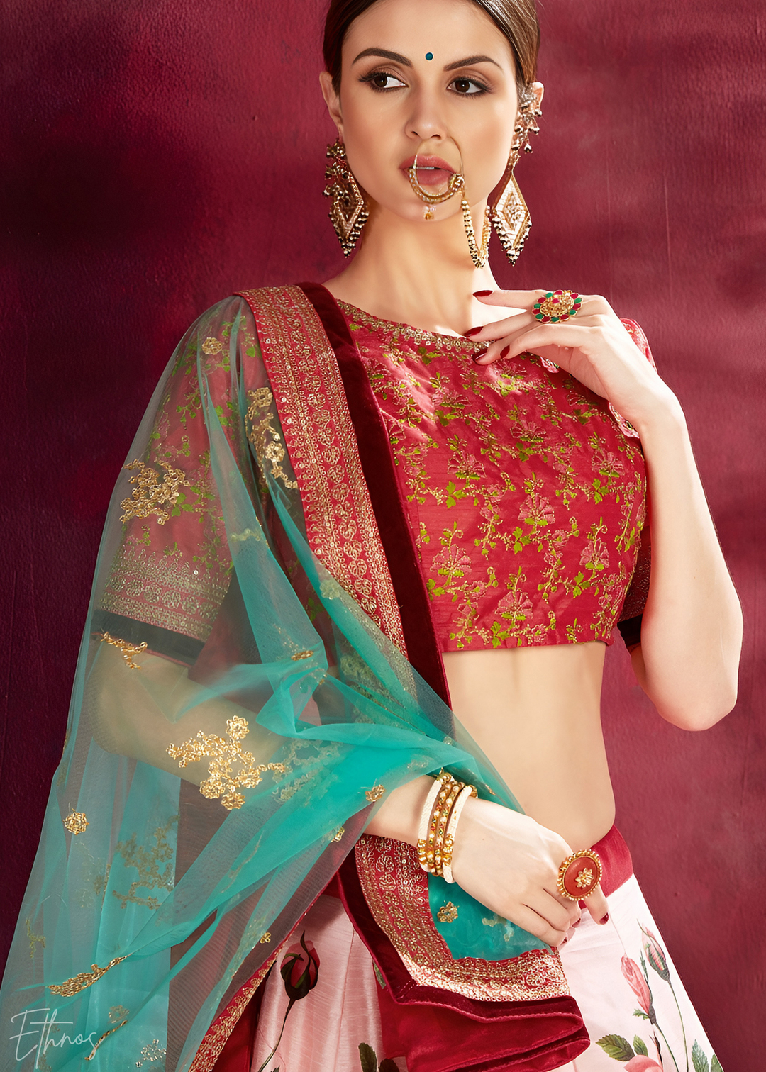 Rose Pink Zari Rose Silk Lehenga