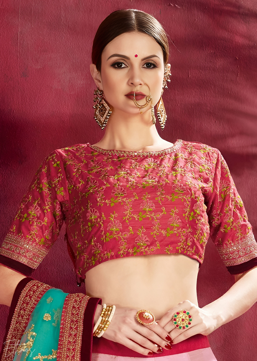 Rose Pink Zari Rose Silk Lehenga