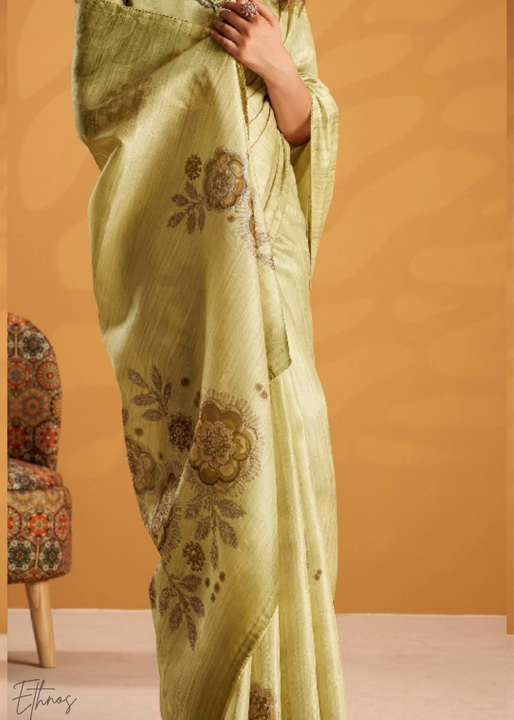 Mint Orchard Kasheeda Tusser Silk Saree