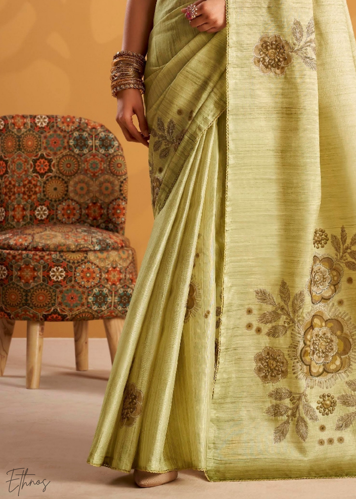 Mint Orchard Kasheeda Tusser Silk Saree