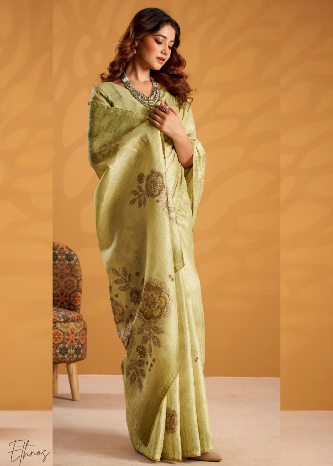 Mint Orchard Kasheeda Tusser Silk Saree