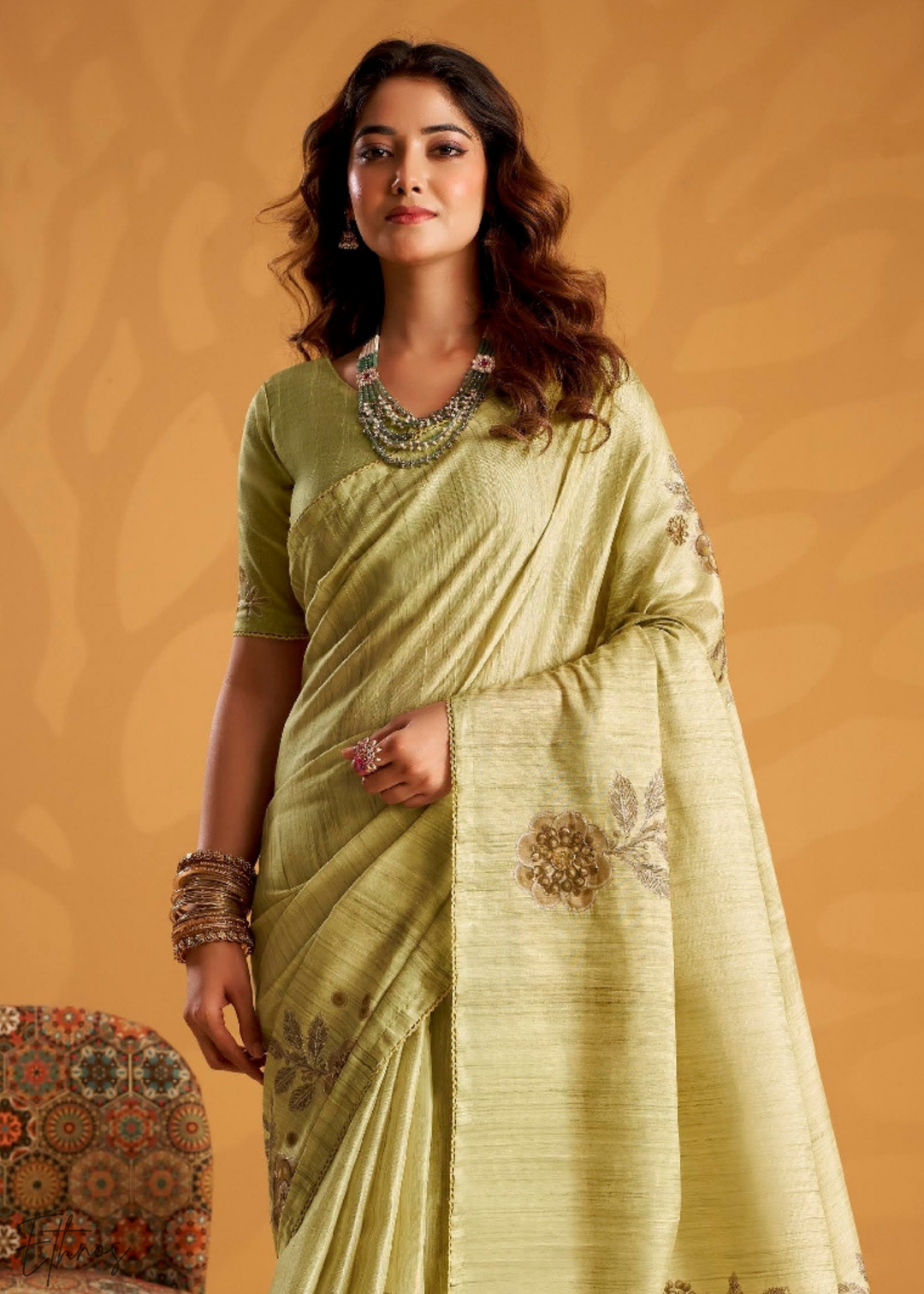 Mint Orchard Kasheeda Tusser Silk Saree