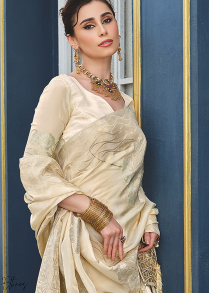 Primrose Gold Self-Embossed HO Viscose Saree