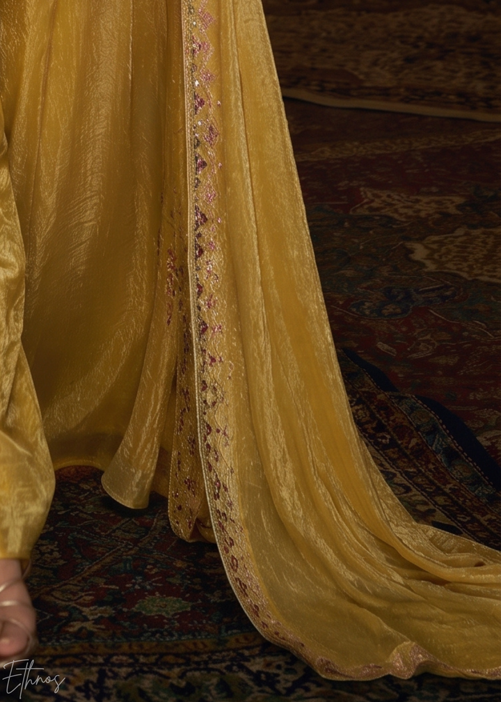 Primrose Yellow Diamond-Geo Silk Palazzo Suit