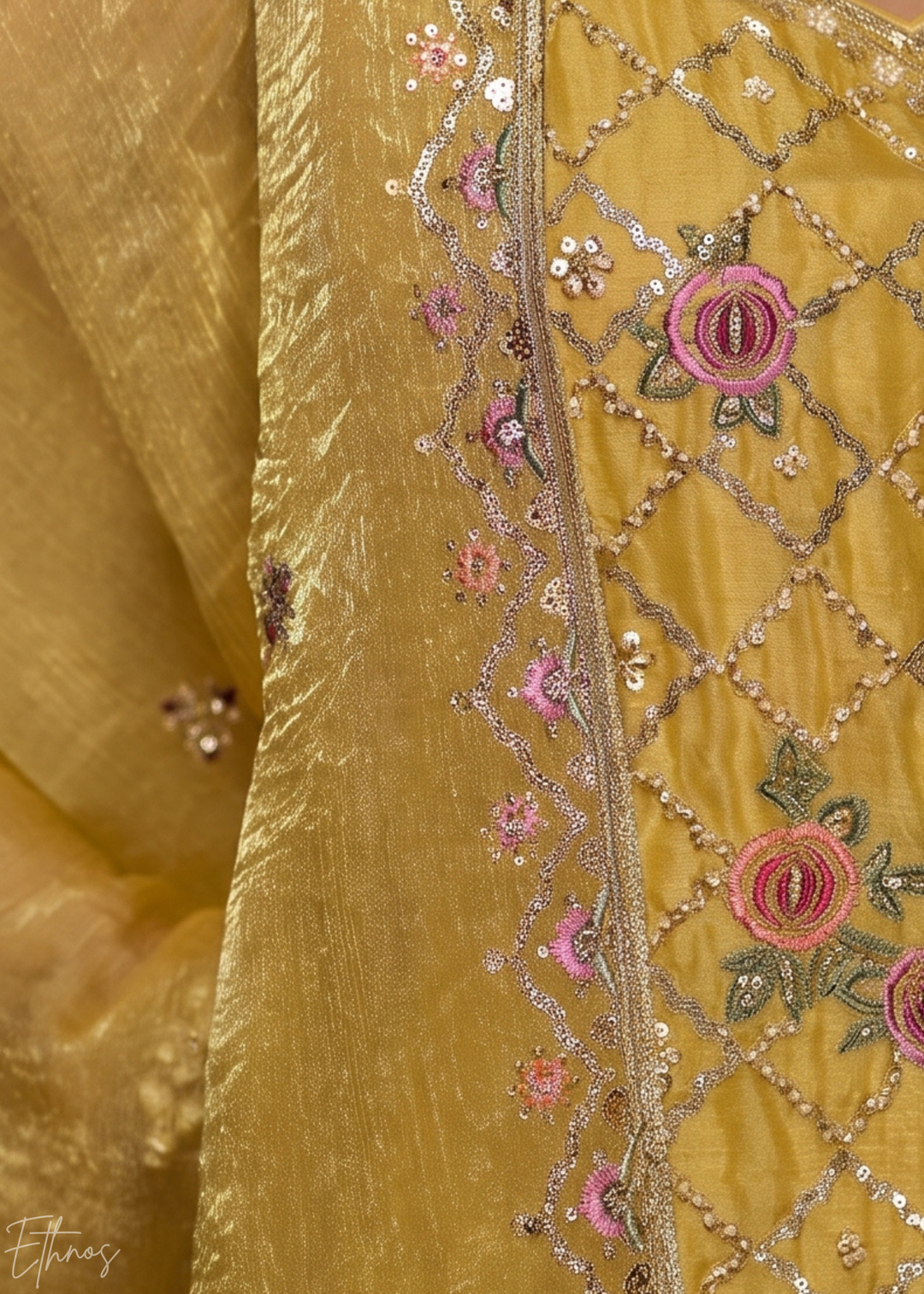 Primrose Yellow Diamond-Geo Silk Palazzo Suit
