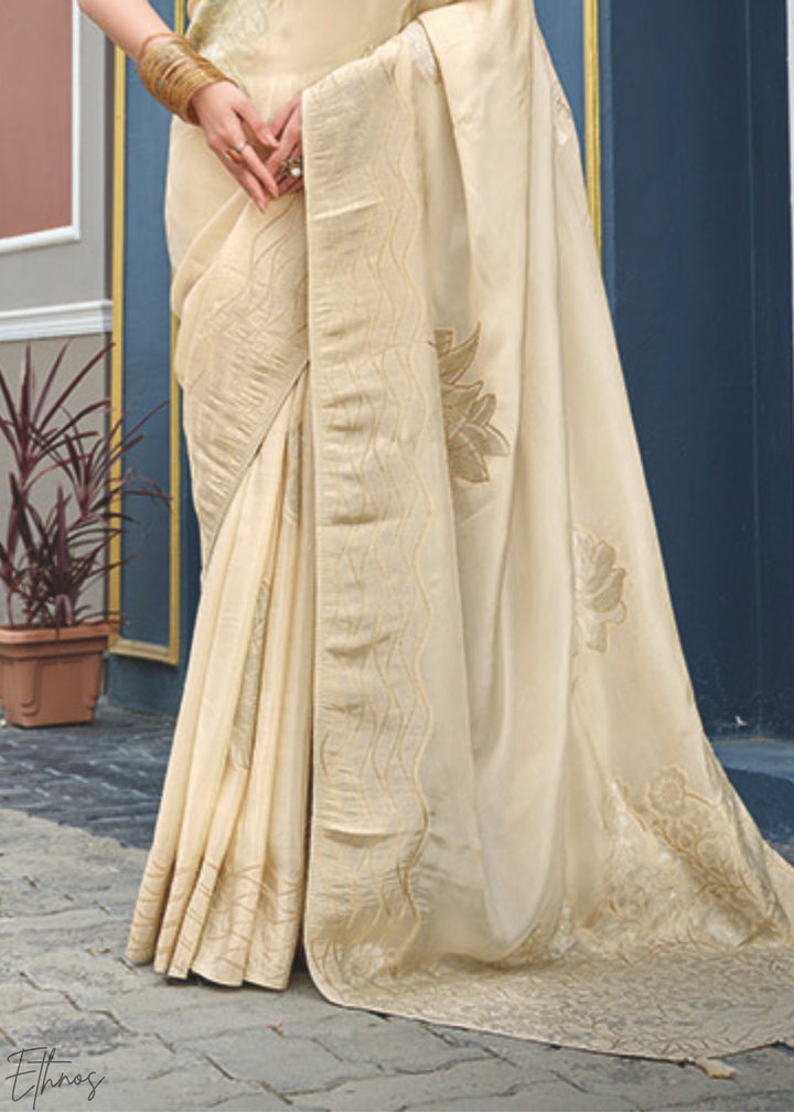 Primrose Gold Self-Embossed HO Viscose Saree