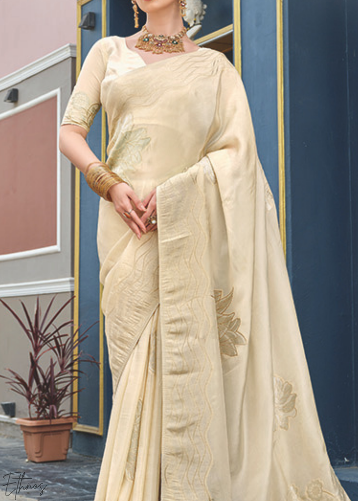 Primrose Gold Self-Embossed HO Viscose Saree