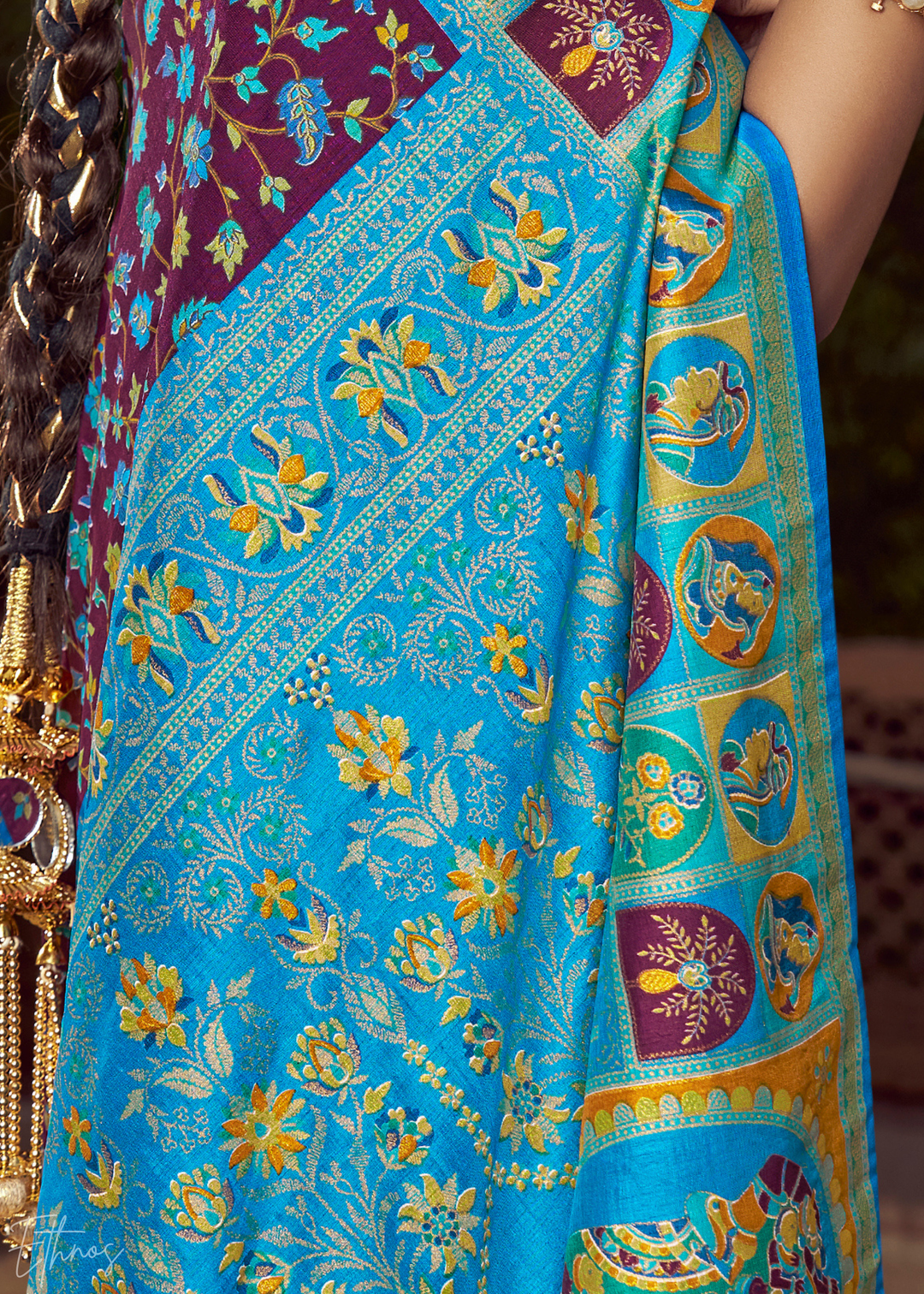 Purple Floral Silk Saree