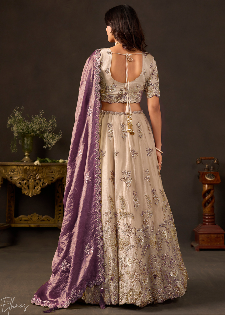 Purple Gilded Meadow Silk Lehenga Choli