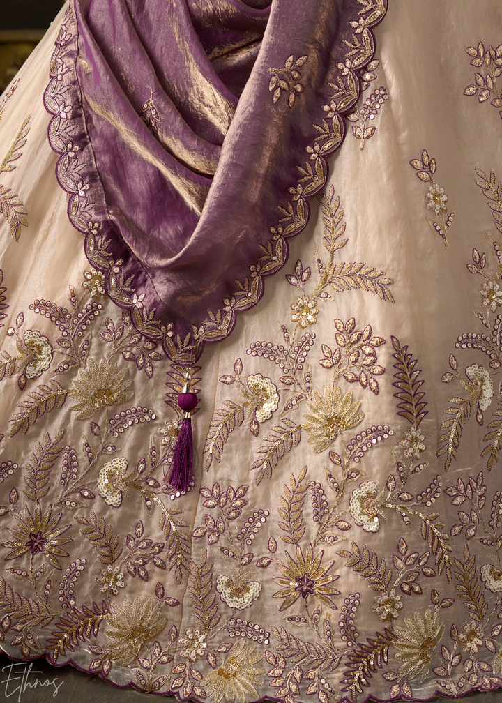 Purple Gilded Meadow Silk Lehenga Choli