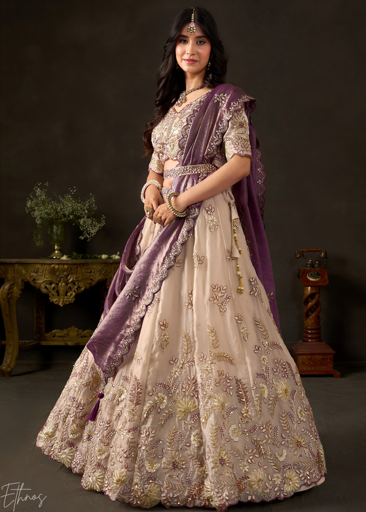 Purple Gilded Meadow Silk Lehenga Choli
