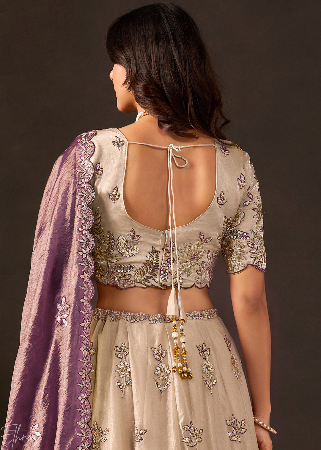 Purple Gilded Meadow Silk Lehenga Choli