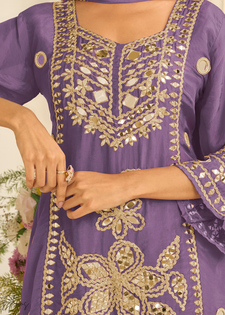 Mauve Mirror Chinon Palazzo Suit