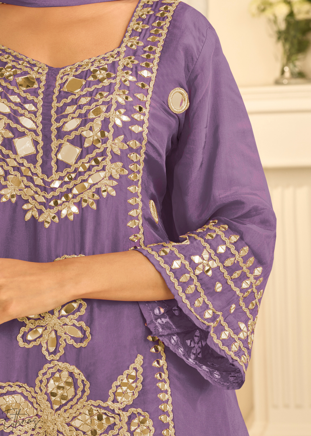 Mauve Mirror Chinon Palazzo Suit