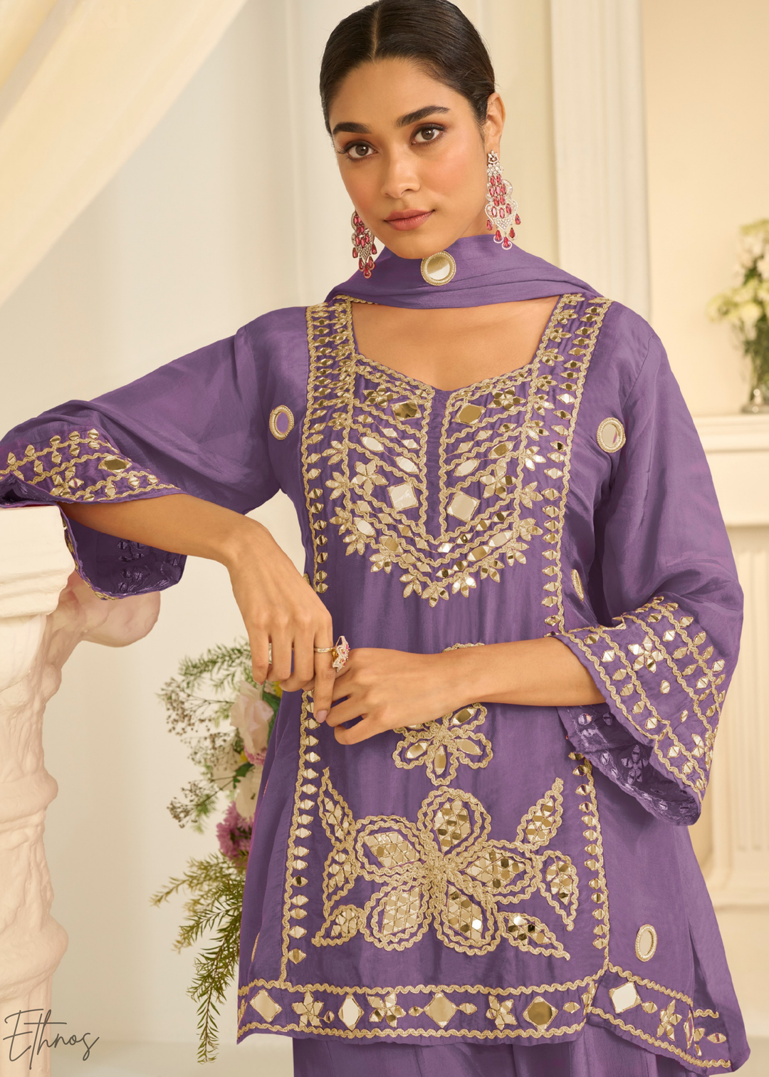 Mauve Mirror Chinon Palazzo Suit