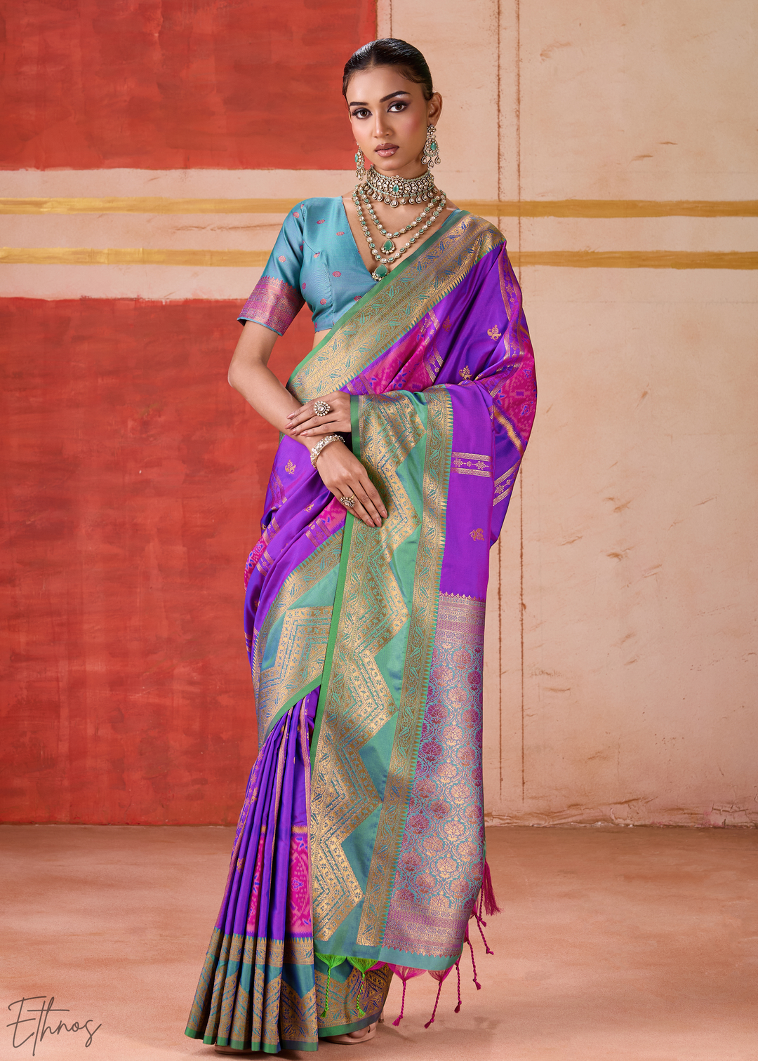 Purple Pochampally Silk Saree