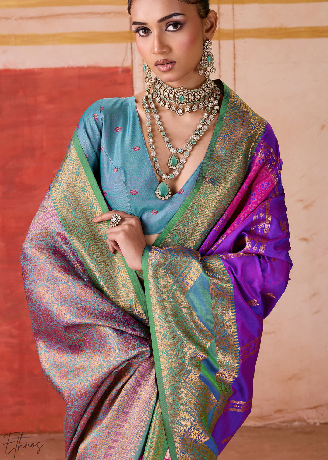 Purple Pochampally Silk Saree