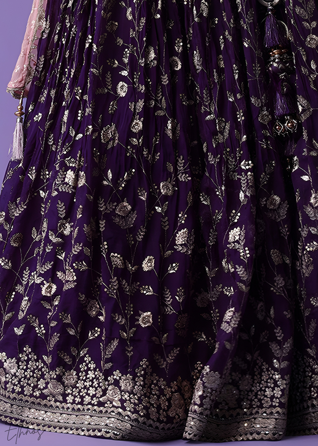 Purple Sequins Georgette Lehenga