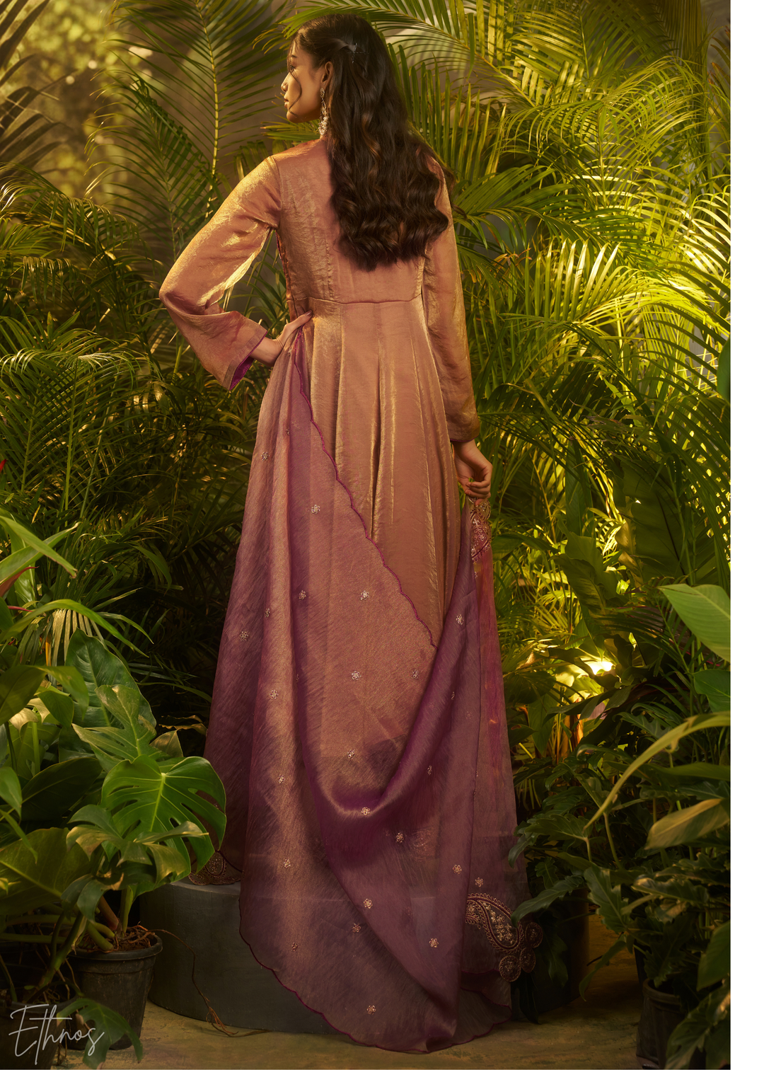 Purple Zardozi Organza Kalidar Kurta Palazzo Suit
