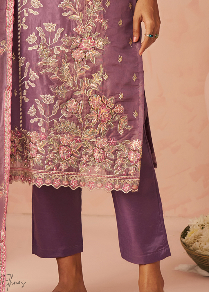 Lilac Zari-Santoon Palazzo Suit