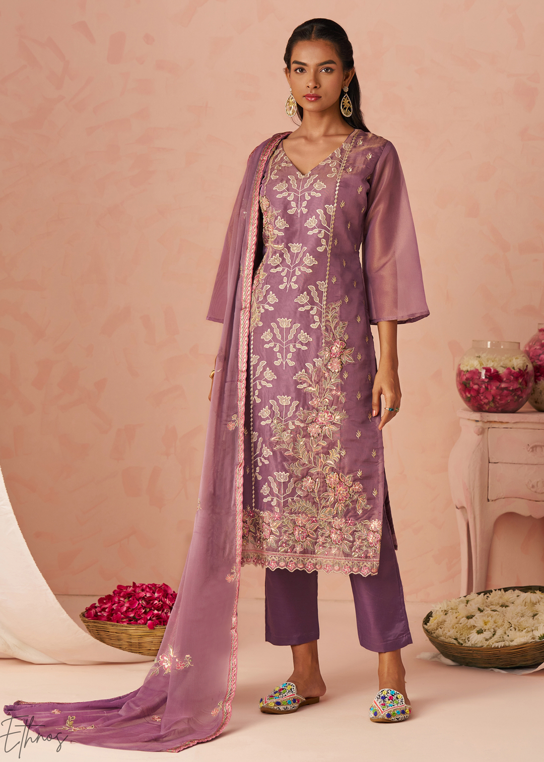 Lilac Zari-Santoon Palazzo Suit