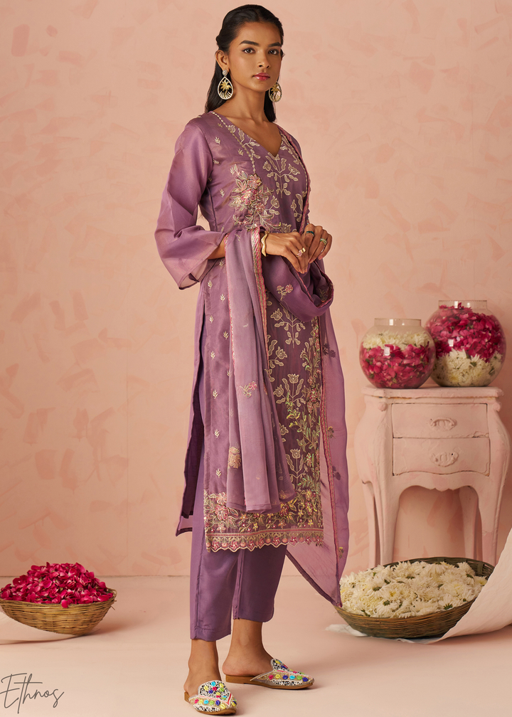 Lilac Zari-Santoon Palazzo Suit
